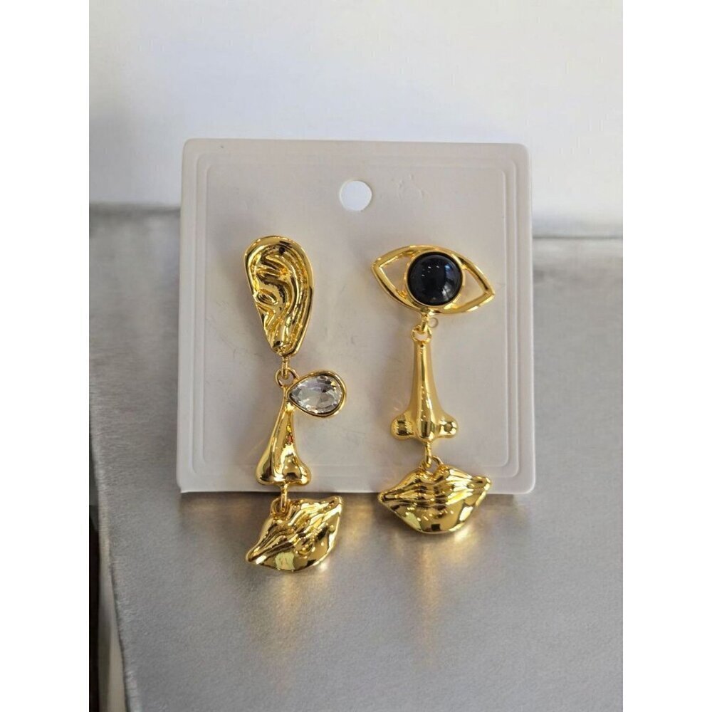 New Gold Abstract Pop Art Pieces Of ace ( Ear EYE) Pierced Dangling Earrings